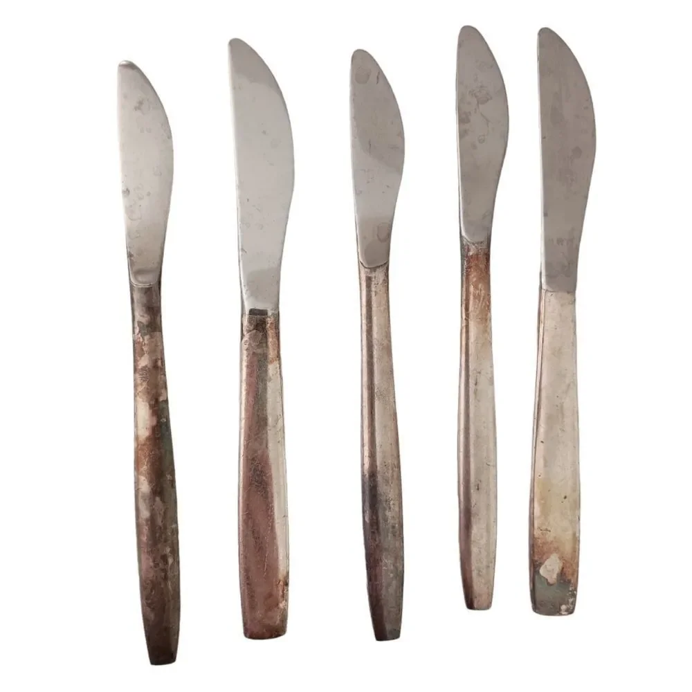 Vintage United‎ Airlines Knives Knife Lot x 5 Silver Plate Flatware Silverware.